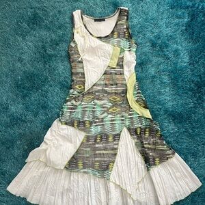 Chic Patchwork Mini Dress in Green and White  St Patty’s Celebration 🍀